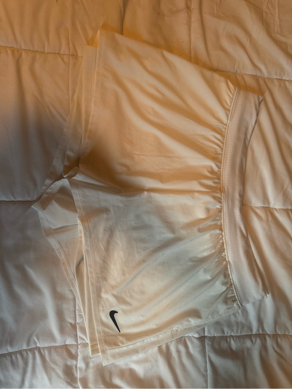 Nike Cream/White Dri-FIT Athletic Shorts with Subtle Gray Logo